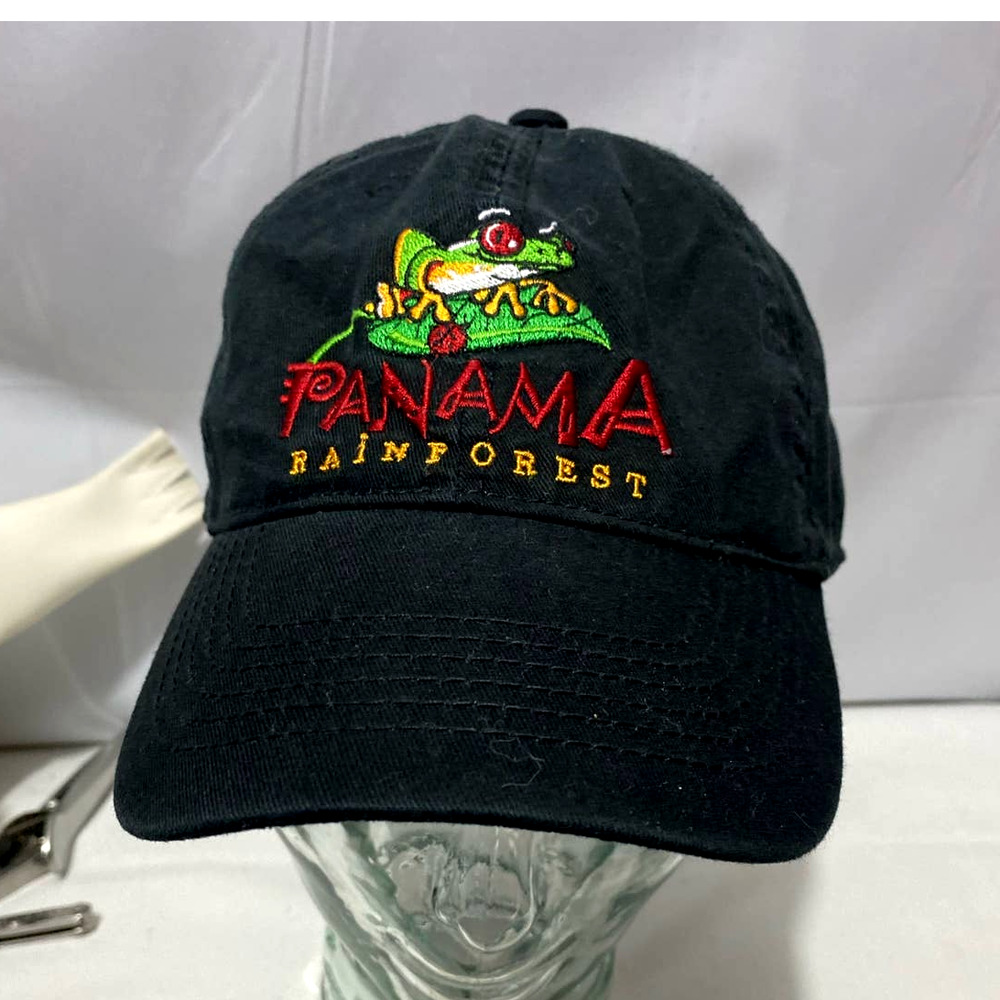 Panama Rainforest Black Hat Frog Jungle Cap Adjustable New Horizon